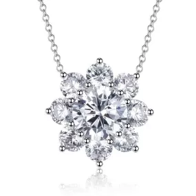 1 pc Dazzling Sunflower Moissanite Pendant Necklace - 925 Silver Halo Necklace for Women & Girls