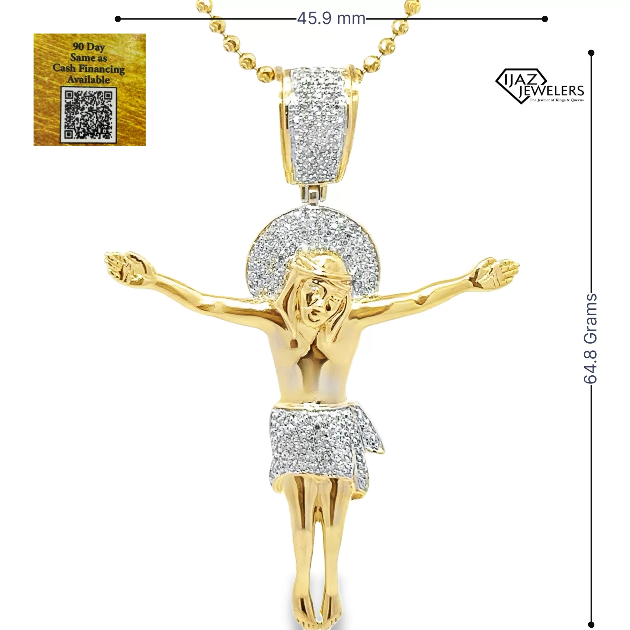 10K Gold 0.50 CTW Diamond Jesus Charm