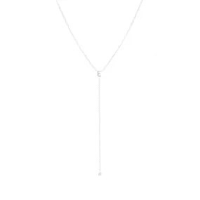 10k White Gold Lariat Single Initial Necklace