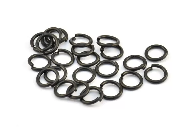 10mm Jump Rings, 25 Oxidized Brass Black Jump Rings (10x1.5mm) D0231