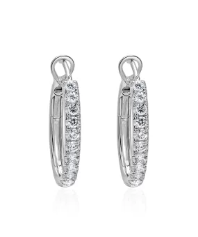 14K White Gold Diamond Hoop Earrings