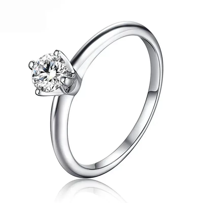 14k White Gold Solitaire Moissanite Ring 0.5ct