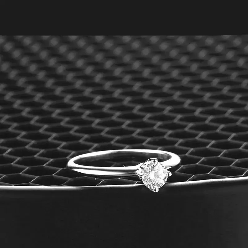 14k White Gold Solitaire Moissanite Ring 0.5ct