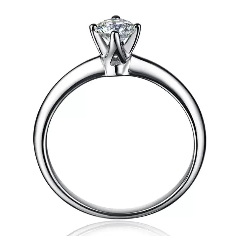 14k White Gold Solitaire Moissanite Ring 0.5ct