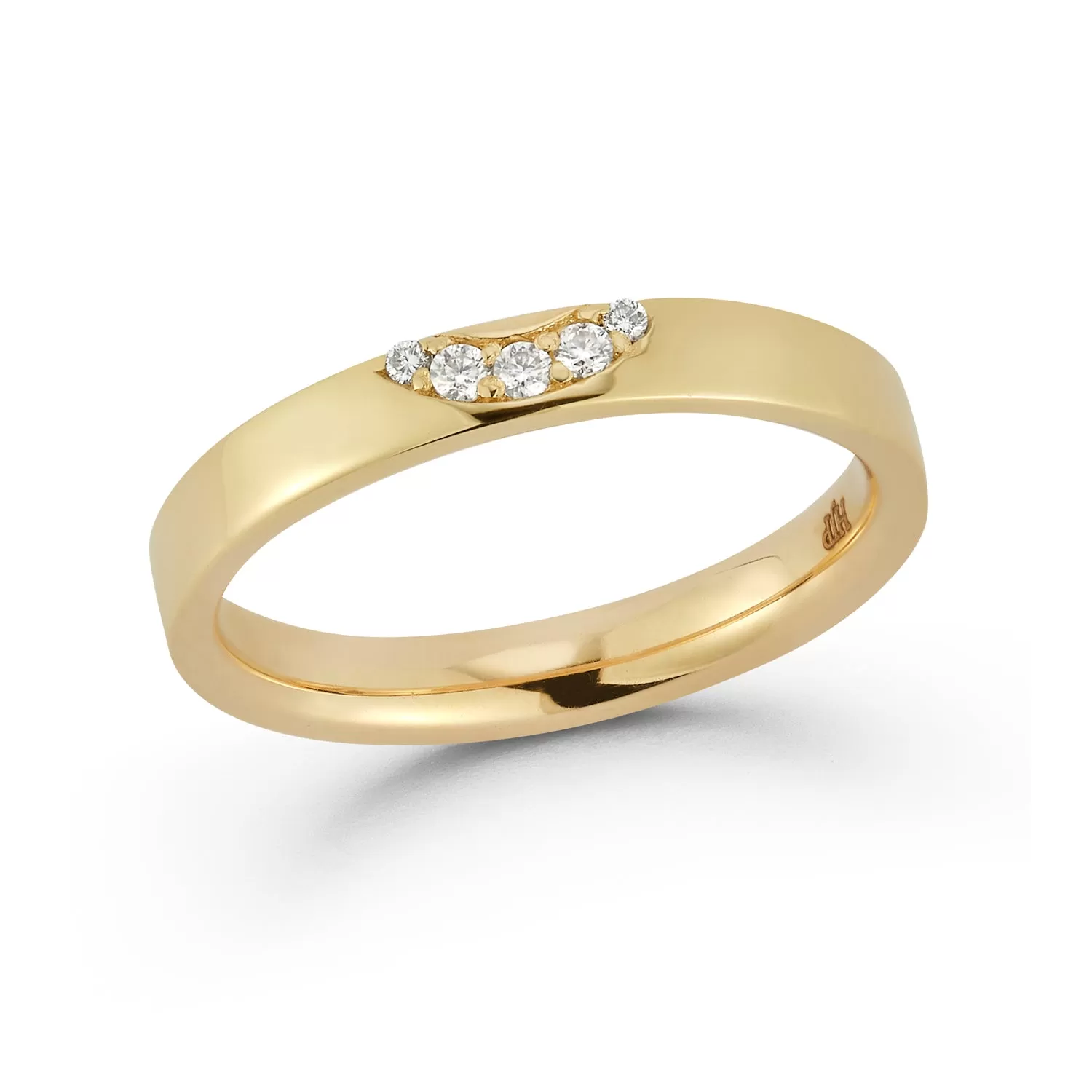 14k Yellow Gold Tipped Diamond Comfort Fit Ring Band