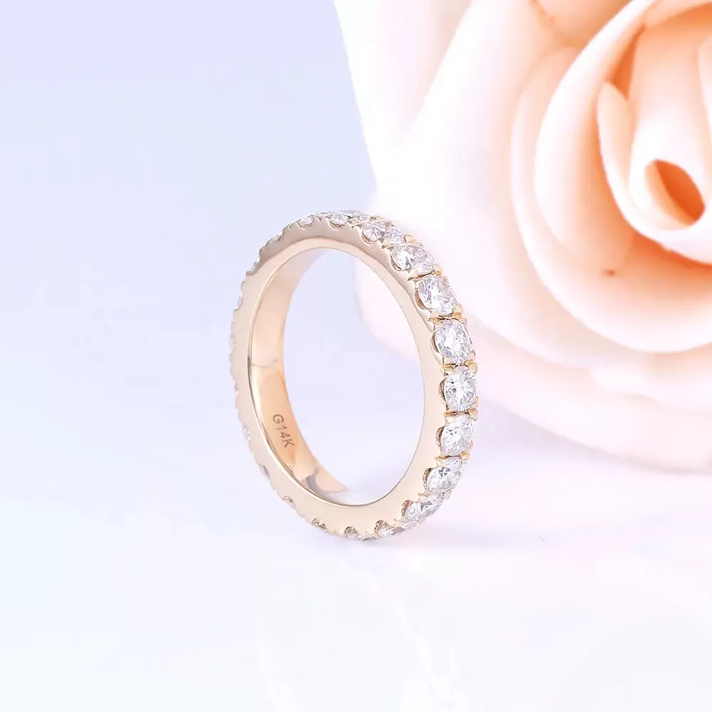 18k / 14k Yellow Gold Moissanite Eternity Band 2ct Total