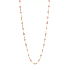 18K Gold and Blush Resin Beaded Classic Necklace