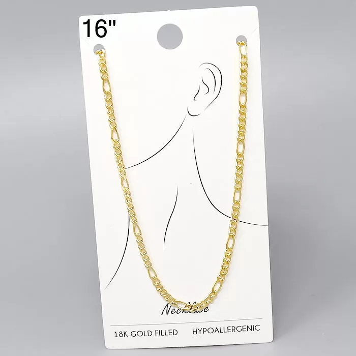 18K Gold Filled Figaro Chain Necklace - 16"