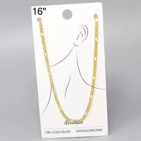 18K Gold Filled Figaro Chain Necklace - 16"