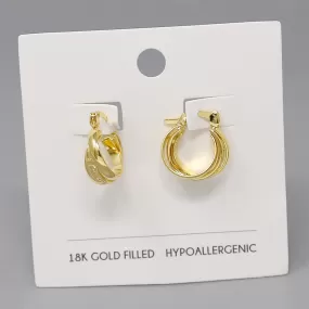 18K Gold Filled Textured Triple Hoop Earrings