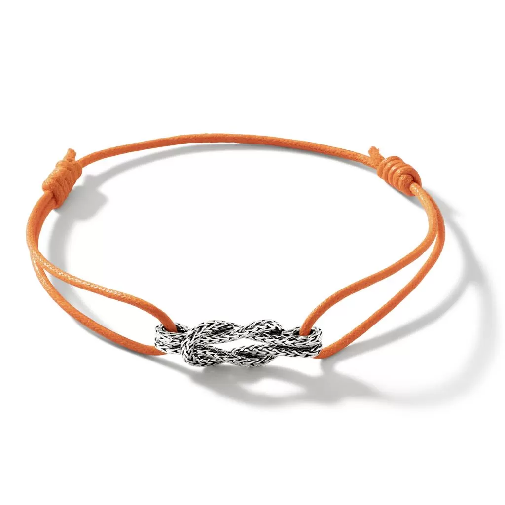 1.8mm Classic Chain Love Knot on Orange Cotton Cord