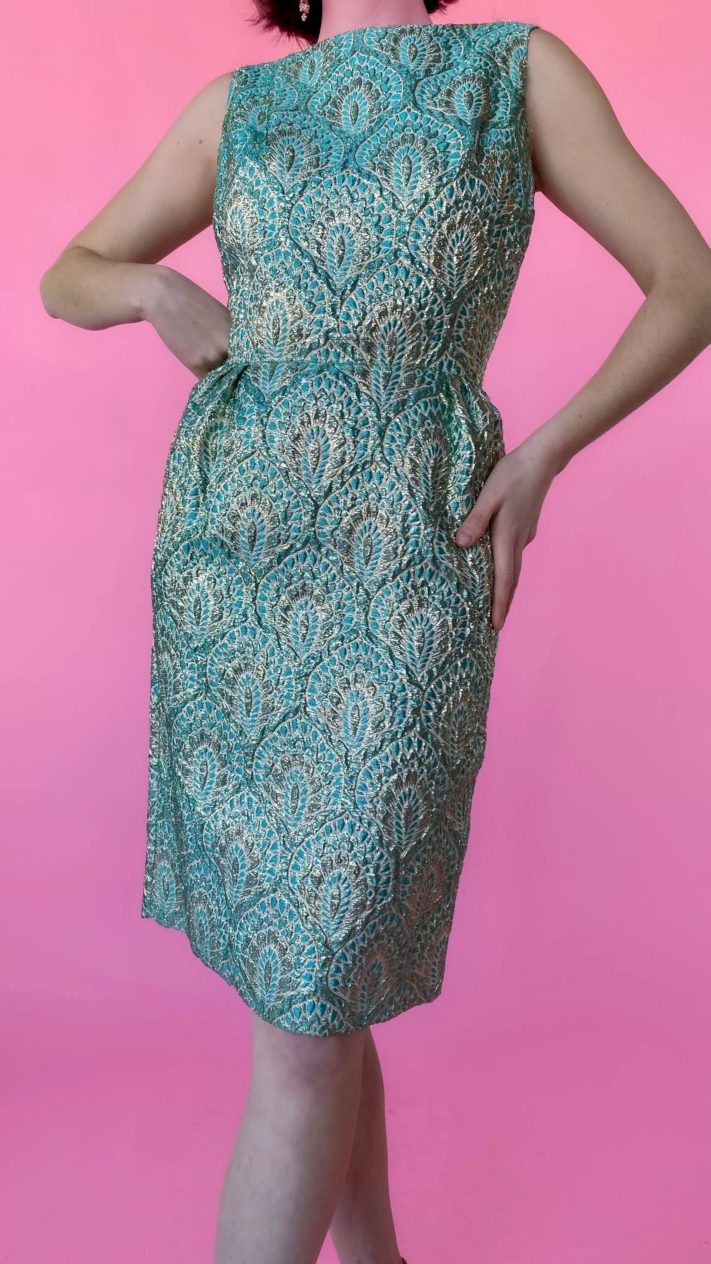 1960s Turquoise Shimmer Dress, sz. S