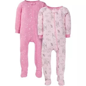 2-Pack Baby & Toddler Girls Castle Snug Fit Footed Cotton Pajamas