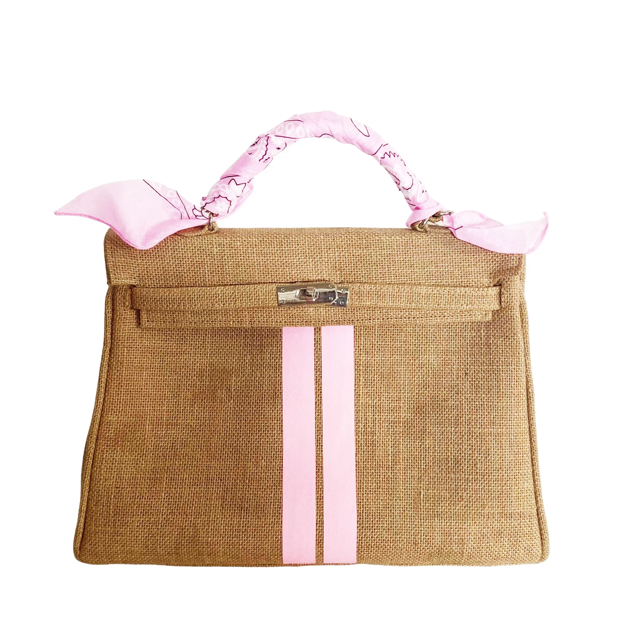 24H Kelly Style Jute Handbag with Stripes