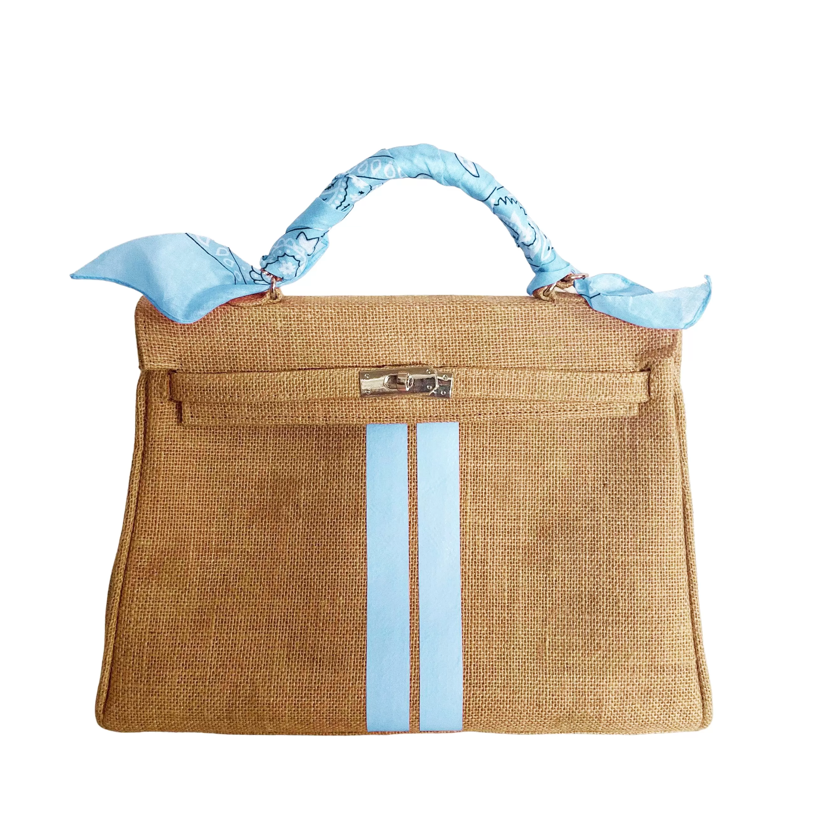 24H Kelly Style Jute Handbag with Stripes