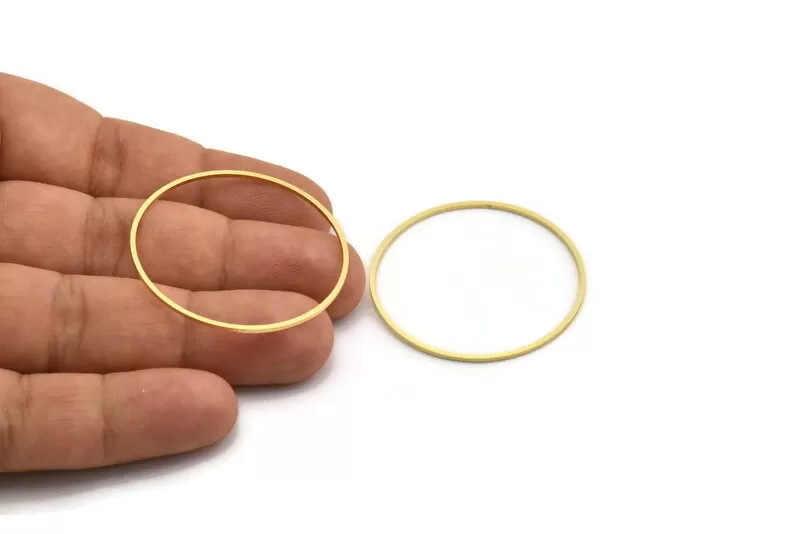 43mm Circle Connectors - 10 Raw Brass Circle Connectors (43x1.4x1mm) A6097