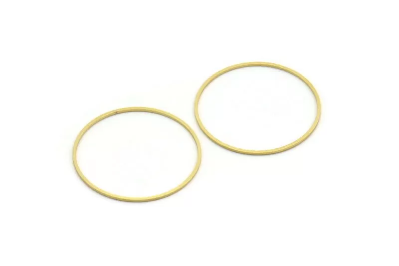 43mm Circle Connectors - 10 Raw Brass Circle Connectors (43x1.4x1mm) A6097