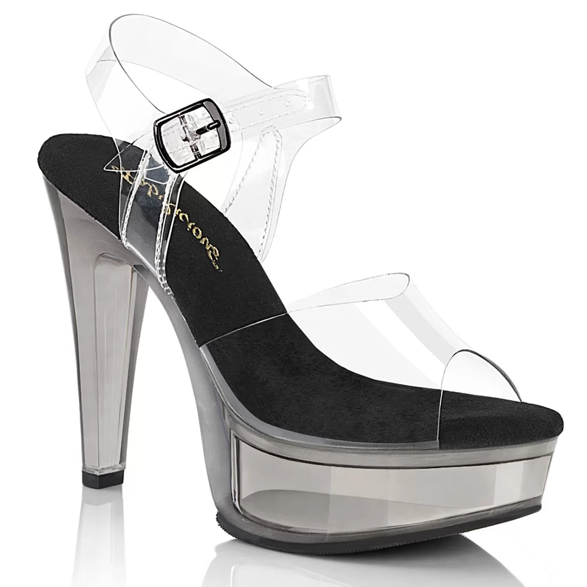 5 Inch Heel MARTINI-508 Clear Black Smoke