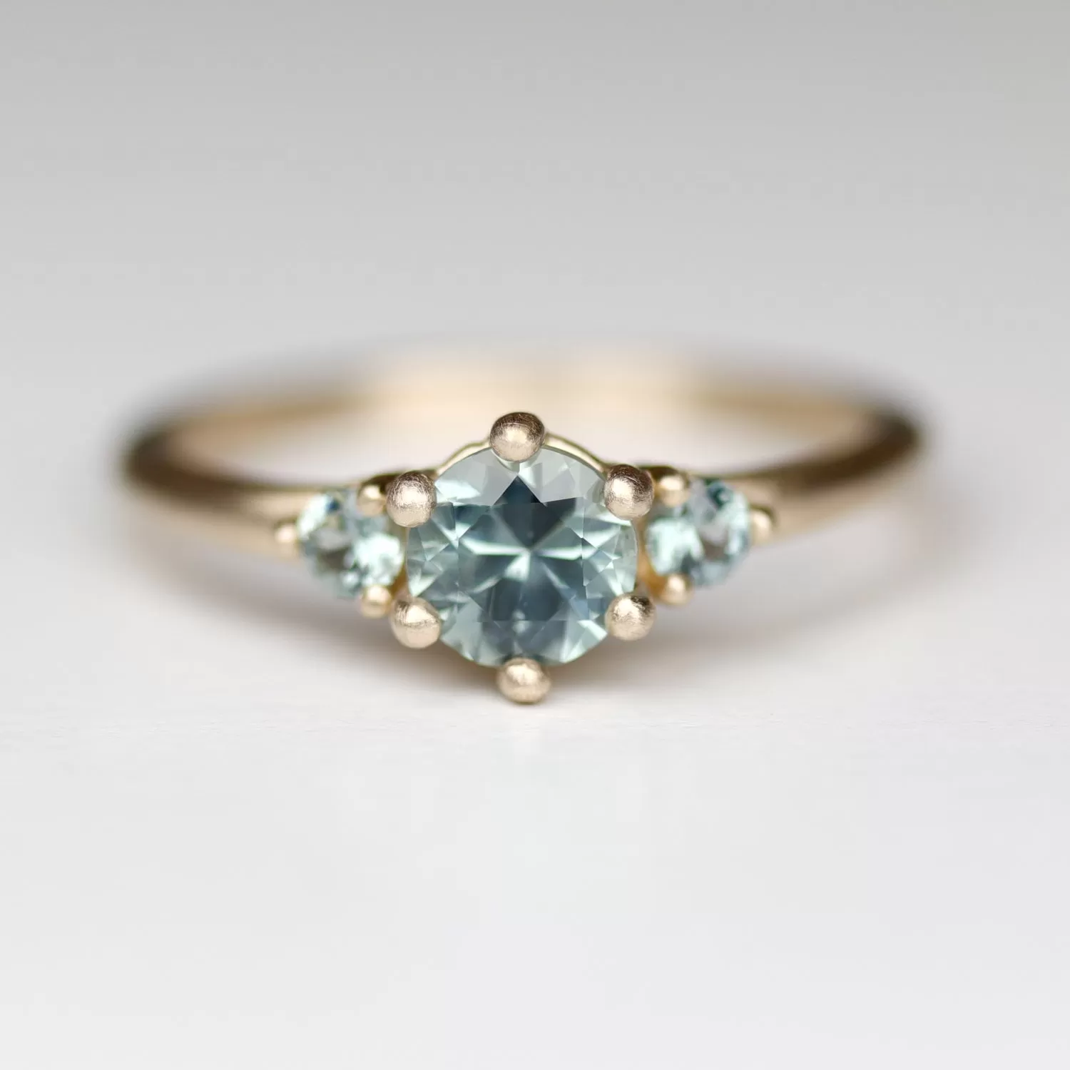 5mm Prong-set Three Stone Ring with Malawi Sapphires