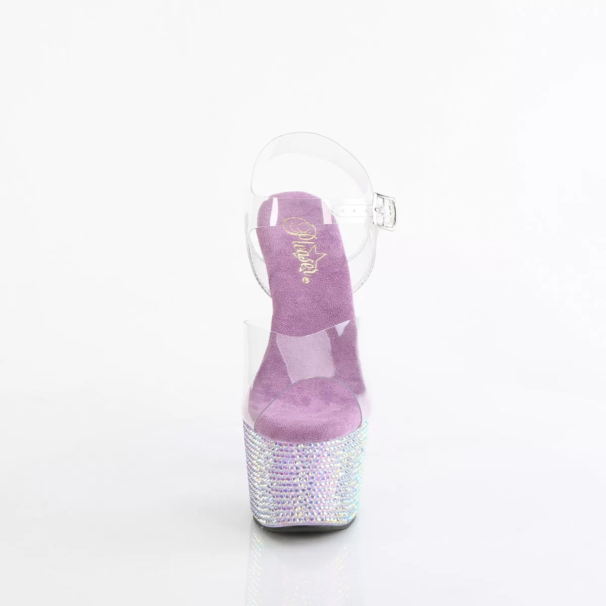 7 Inch Heel BEJEWELED-708RRS Clear Lavender Rhinestone