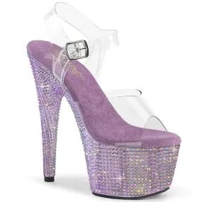 7 Inch Heel BEJEWELED-708RRS Clear Lavender Rhinestone