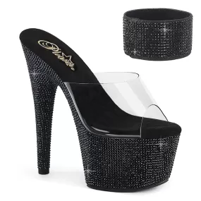 7 Inch Heel BEJEWELED-712RS Clear Black Rhinestone