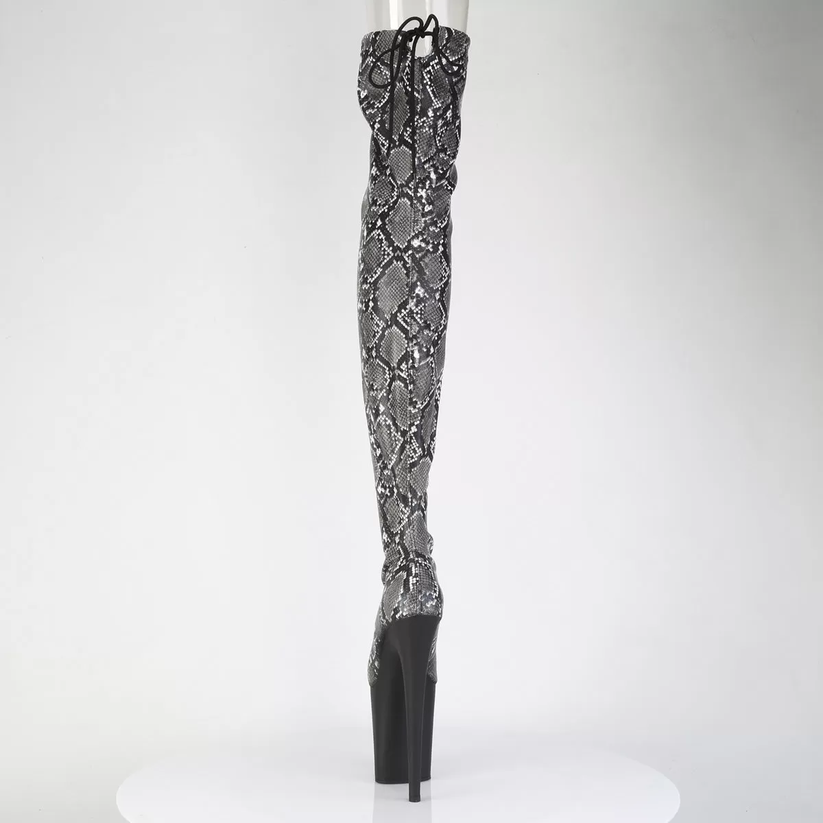 8 Inch Heel FLAMINGO-3008SP-BT Grey Black Snake Print