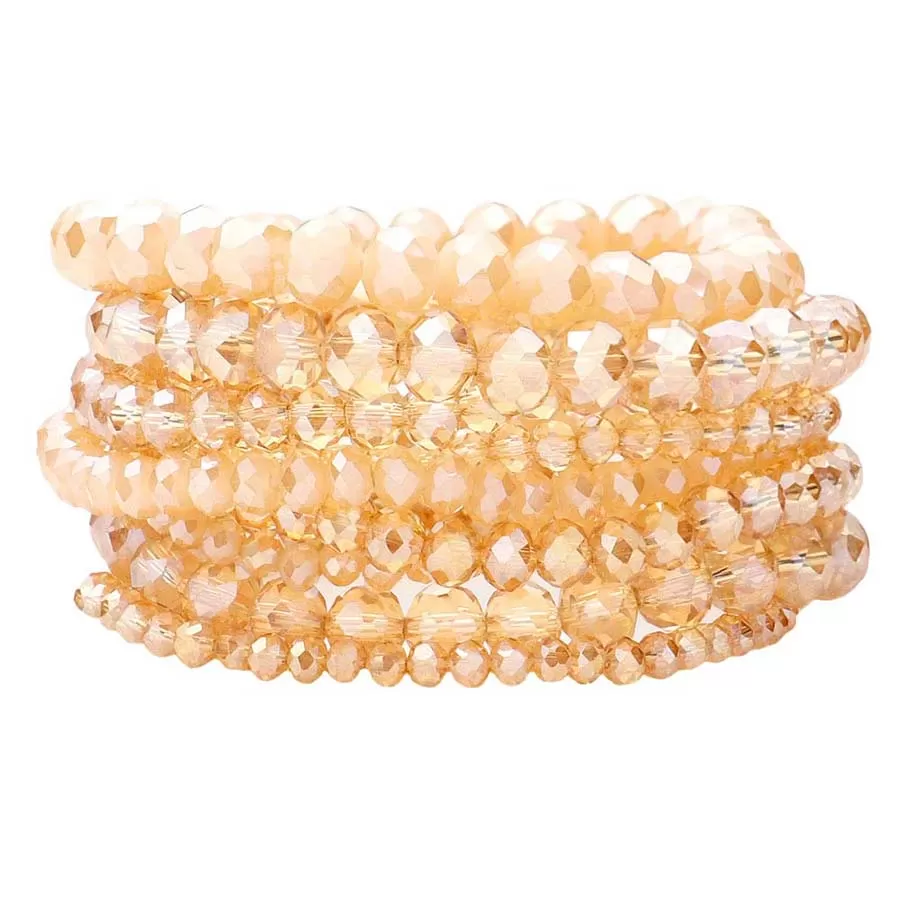 9PCS Faceted Bead Stretch Bracelets