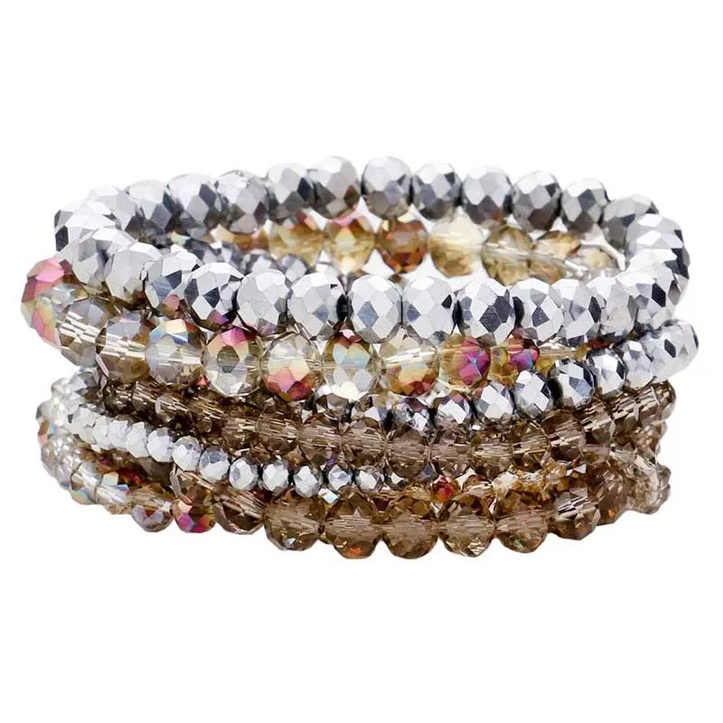 9PCS Faceted Bead Stretch Bracelets