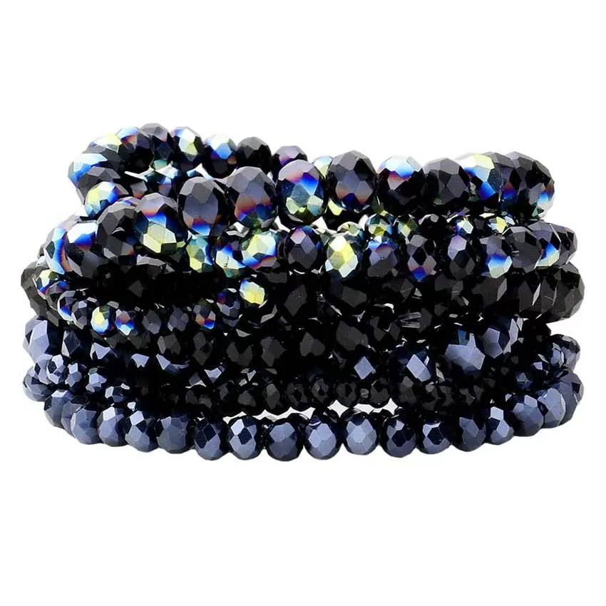 9PCS Faceted Bead Stretch Bracelets