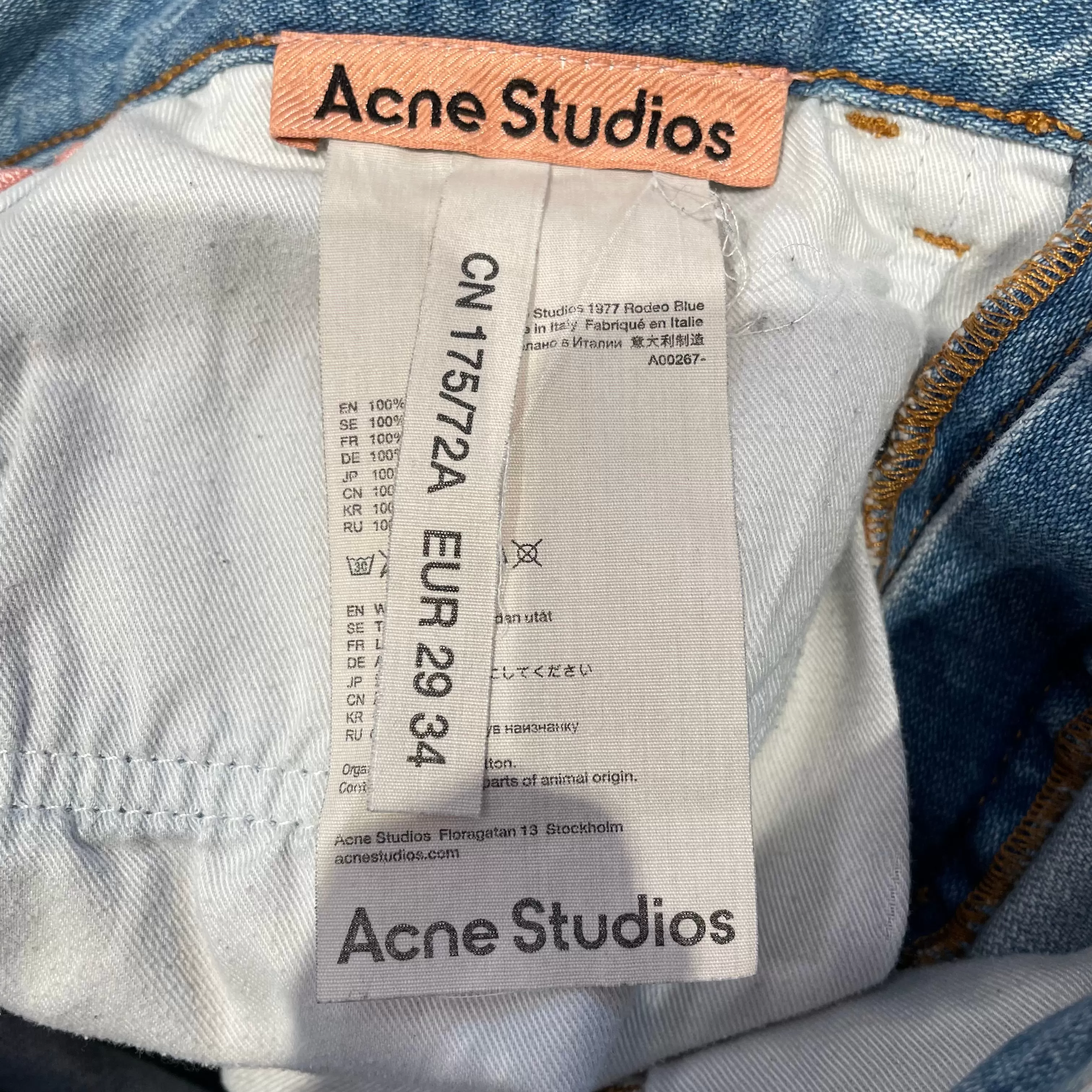 Acne Studios/Straight Pants/29/Cotton/BLU/