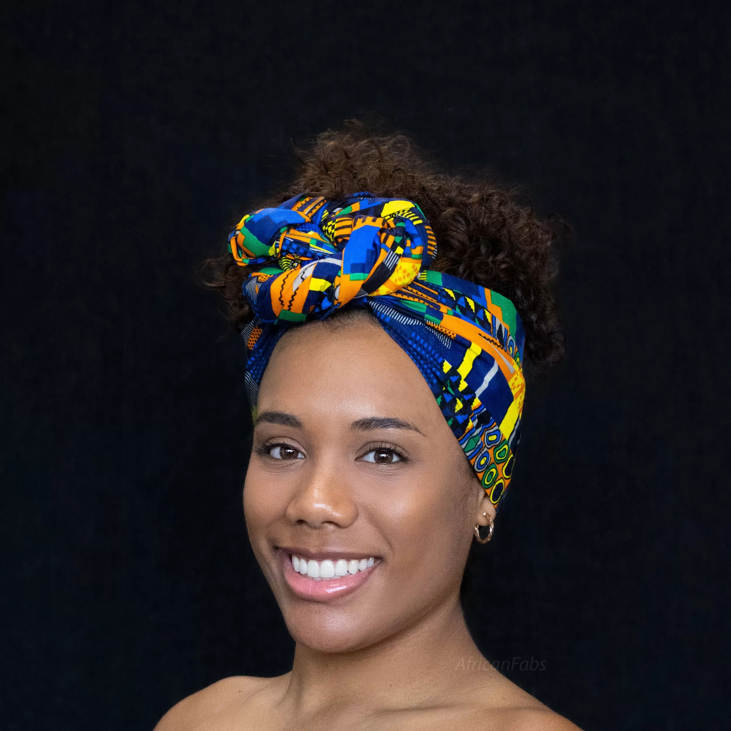 African Blue / Orange kente headwrap