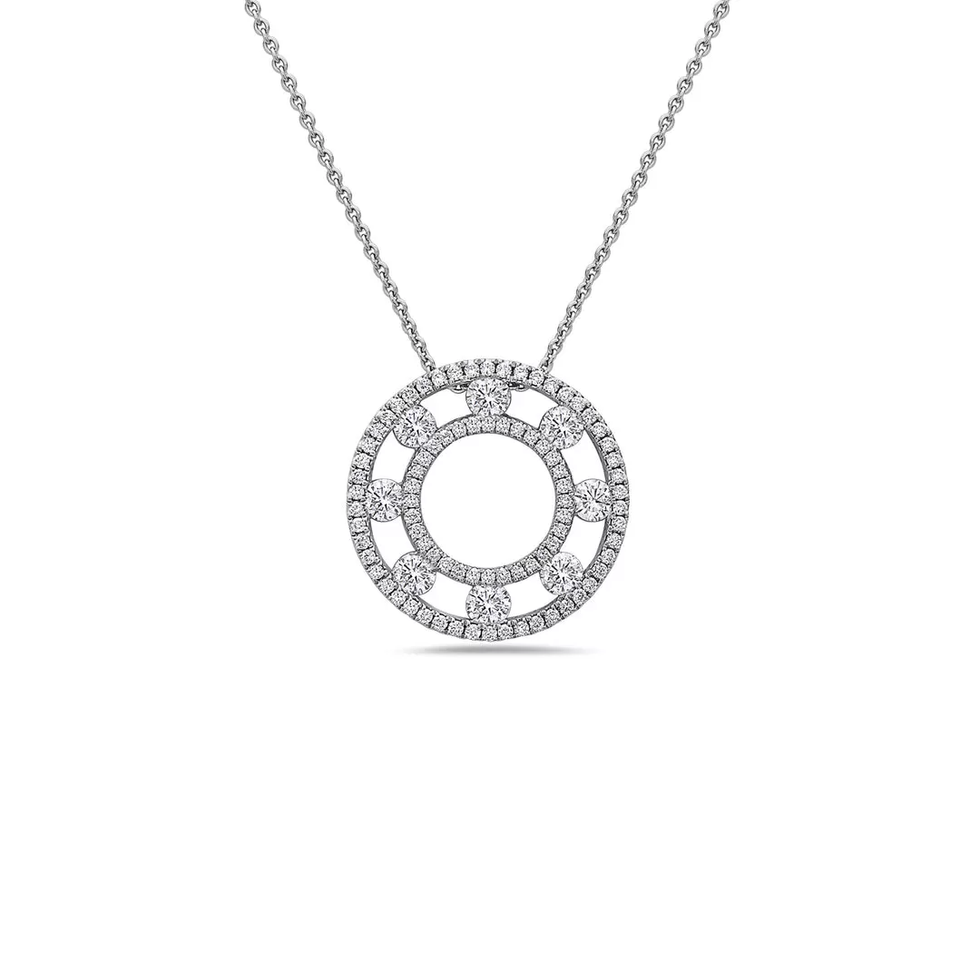 Air Circle Diamond Pendant Necklace