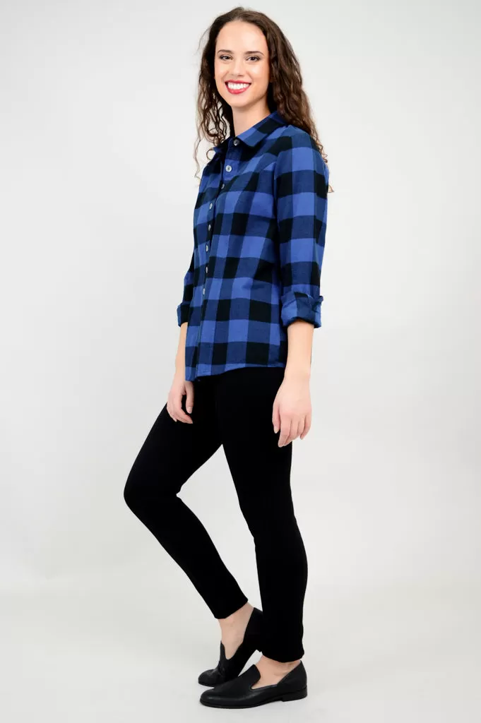 Alexis Top, Blue Plaid, Cotton - Final Sale