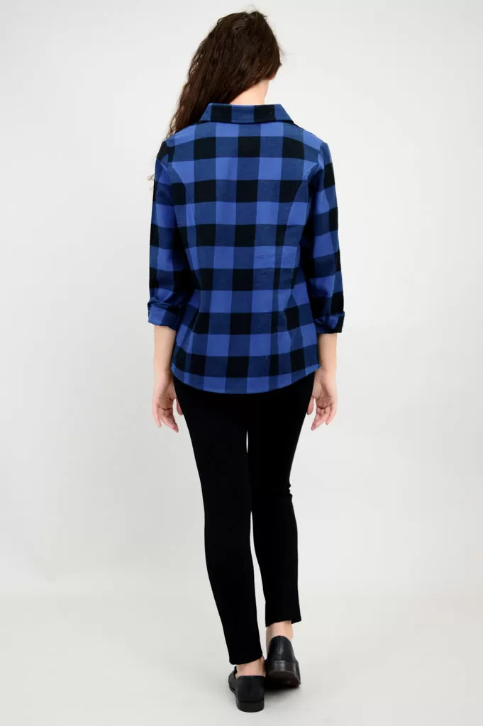 Alexis Top, Blue Plaid, Cotton - Final Sale