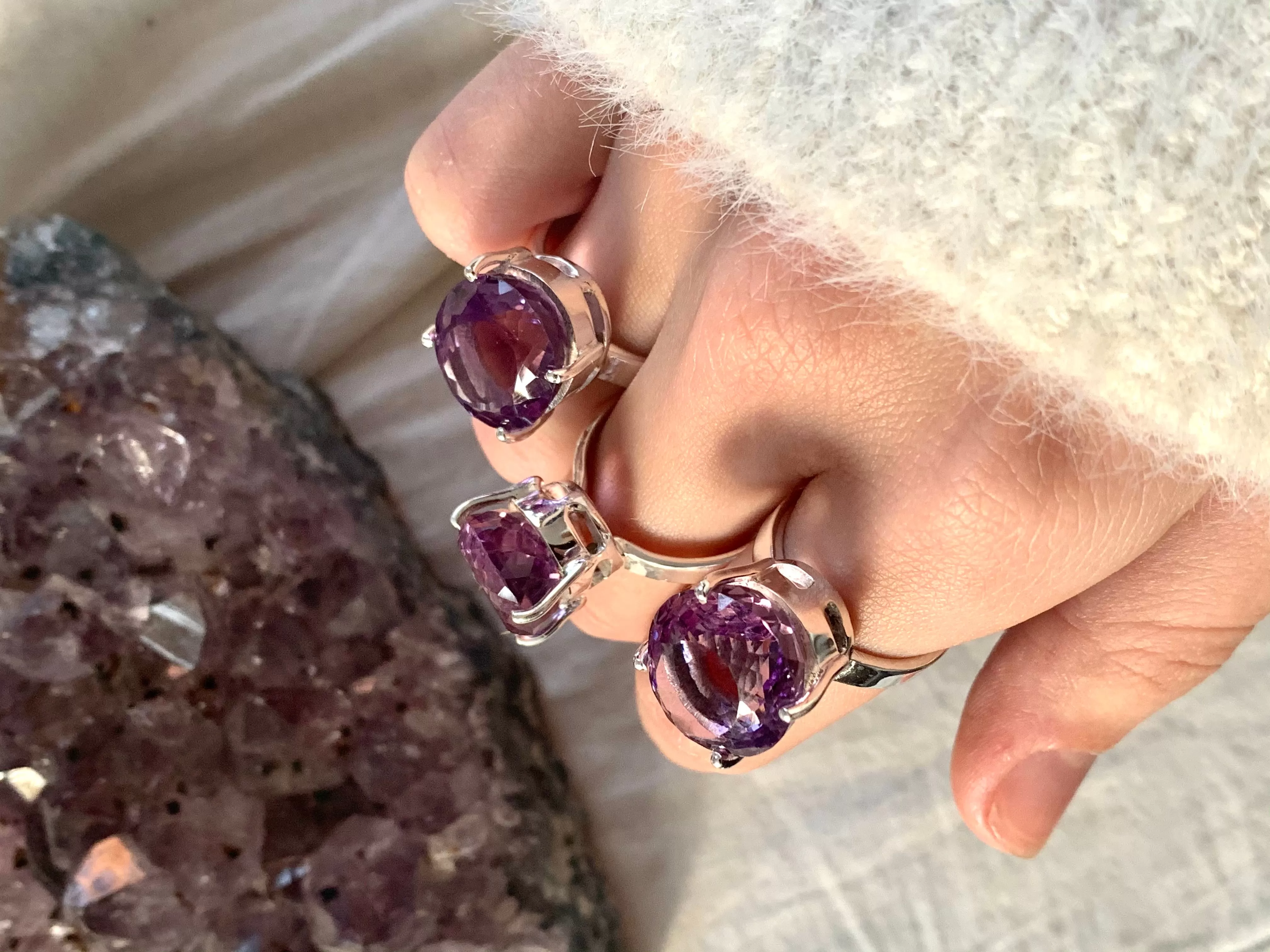 Amethyst Sanaa Rings - Faceted Mixed