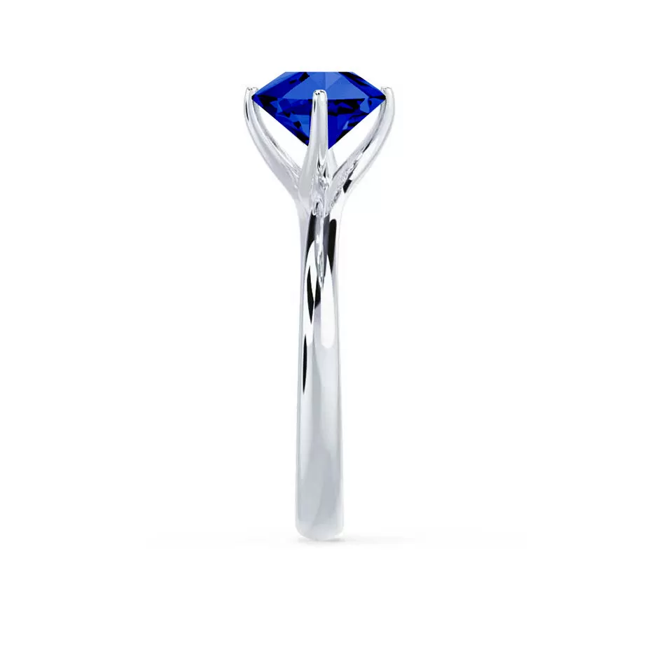 ANNORA - Chatham® Blue Sapphire 950 Platinum Twist Solitaire Ring