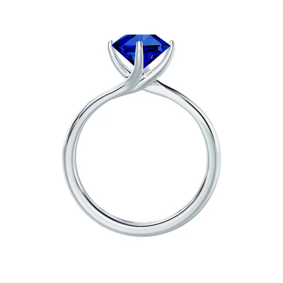 ANNORA - Chatham® Blue Sapphire 950 Platinum Twist Solitaire Ring