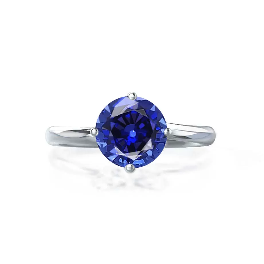 ANNORA - Chatham® Blue Sapphire 950 Platinum Twist Solitaire Ring