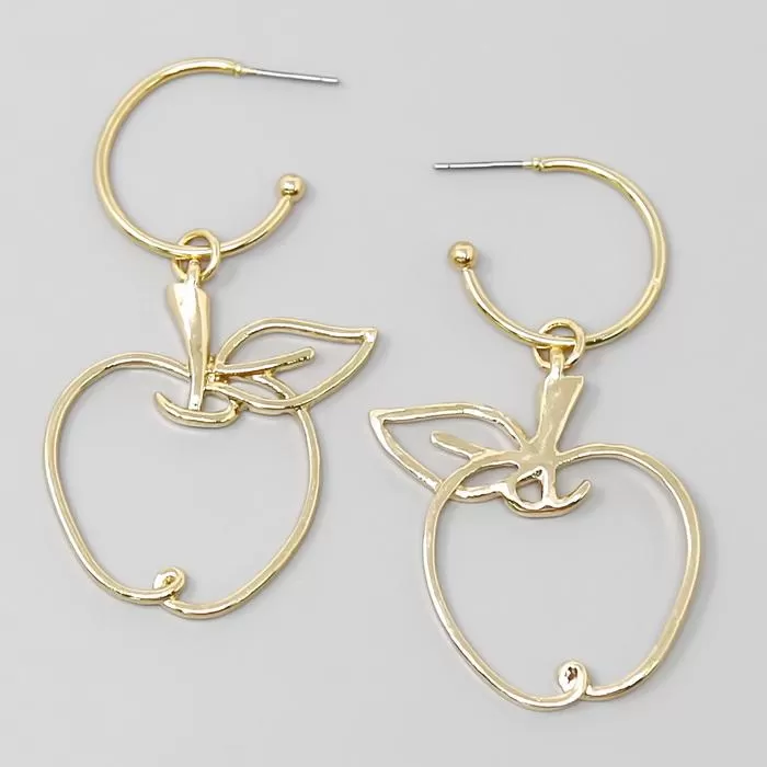 Apple Charm Hoop Earrings