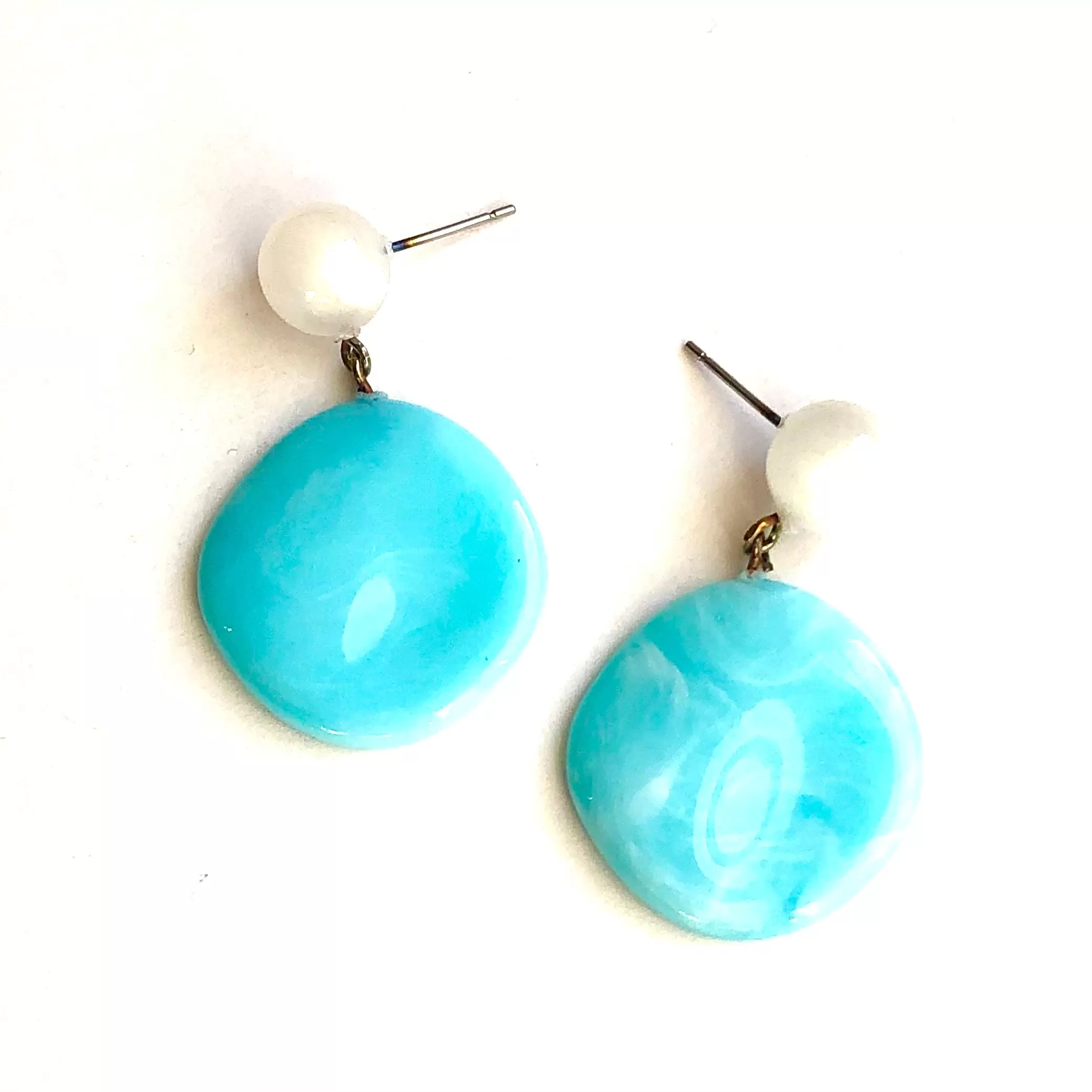 Aquamarine Marbled Lucite Sarah Drop Earrings