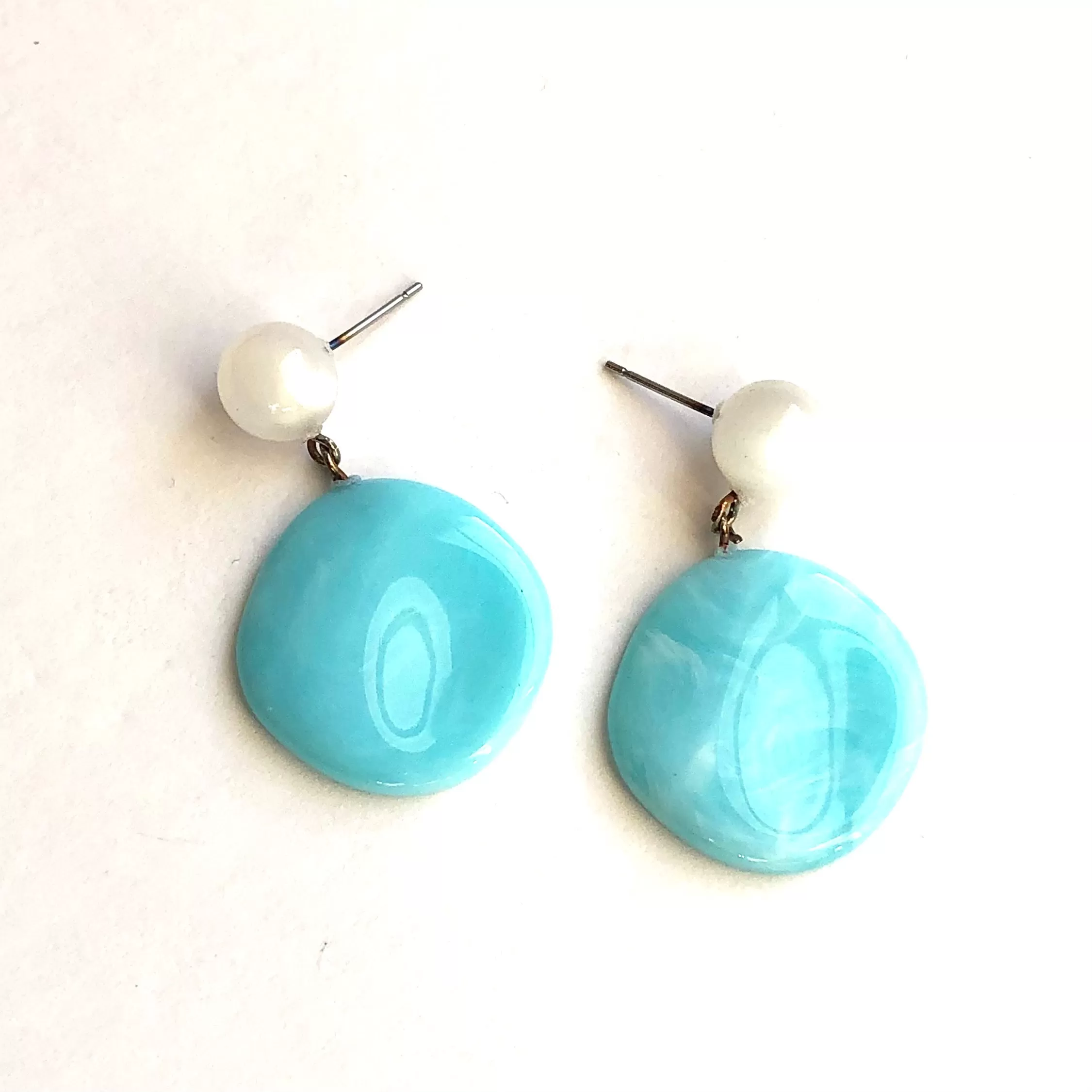 Aquamarine Marbled Lucite Sarah Drop Earrings