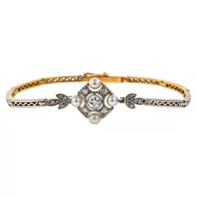 Art Deco Diamond & Pearl Bracelet