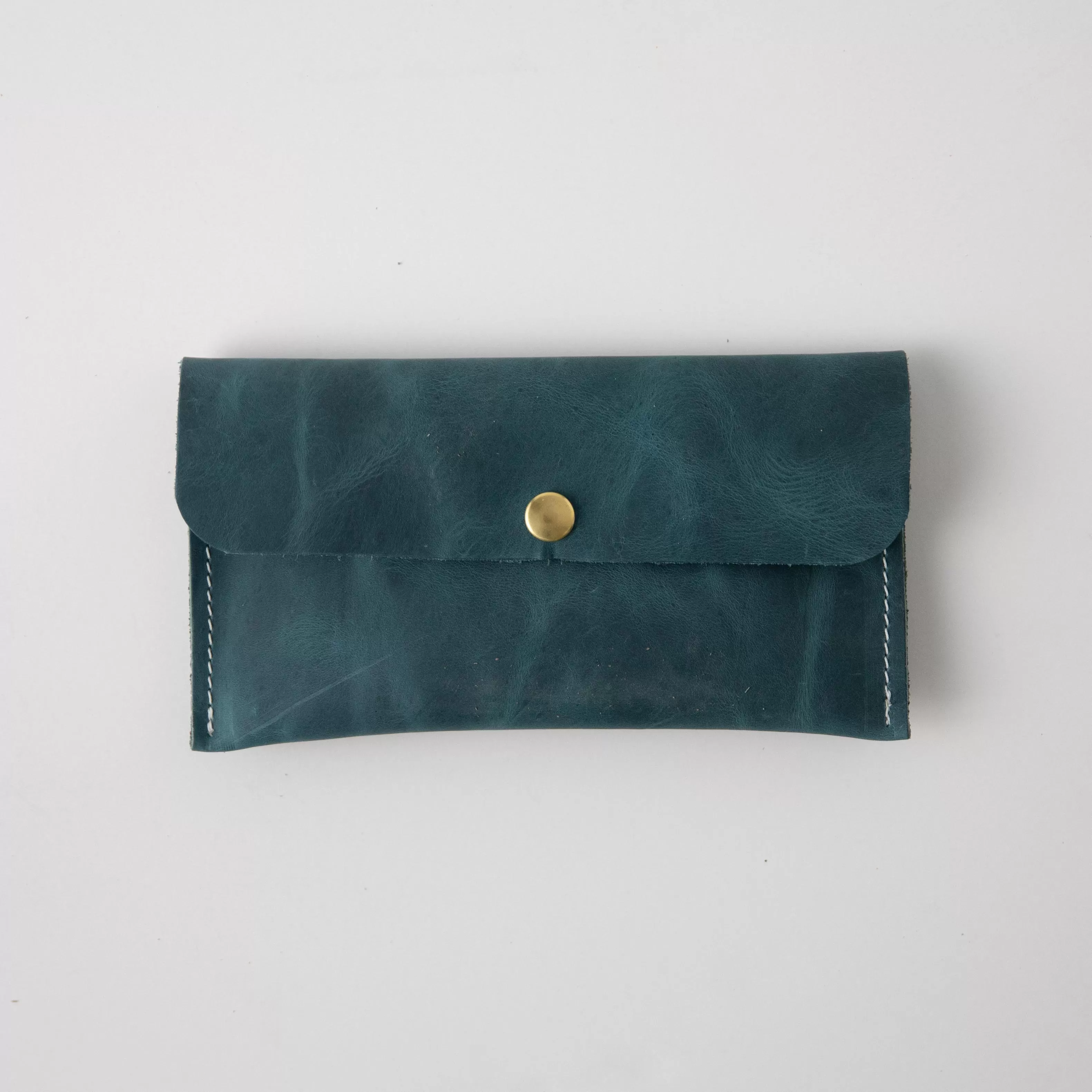 Atlantic Blue Leather Clutch