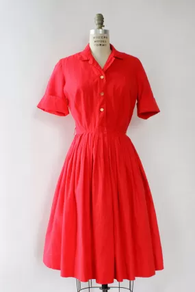 Aubrey Red Cotton 50s Dress S/M