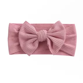 Baby Textured Single Soft Bow Knot Headband — Blush