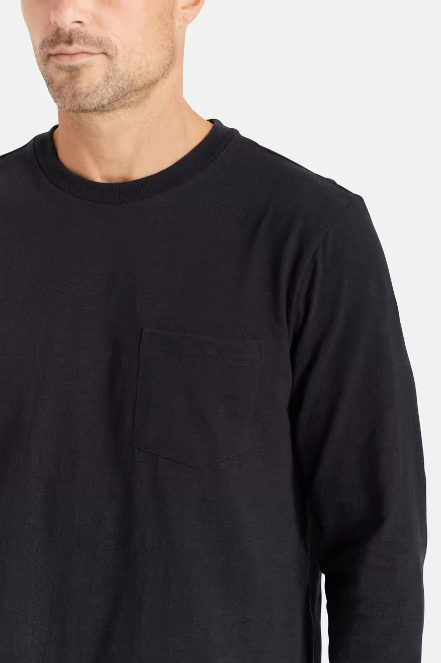 Basic Slub L/S Pocket Tee - Black