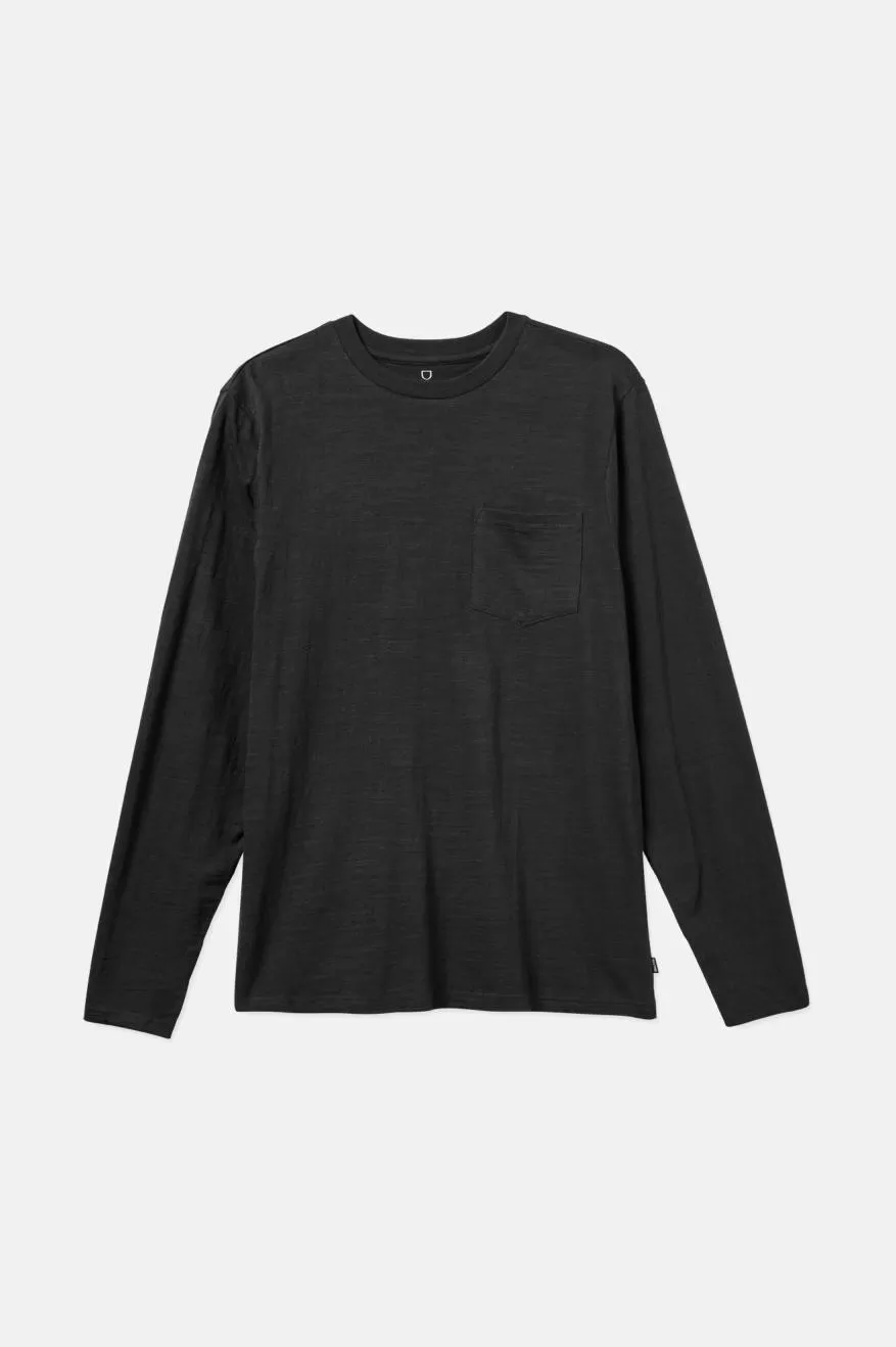 Basic Slub L/S Pocket Tee - Black