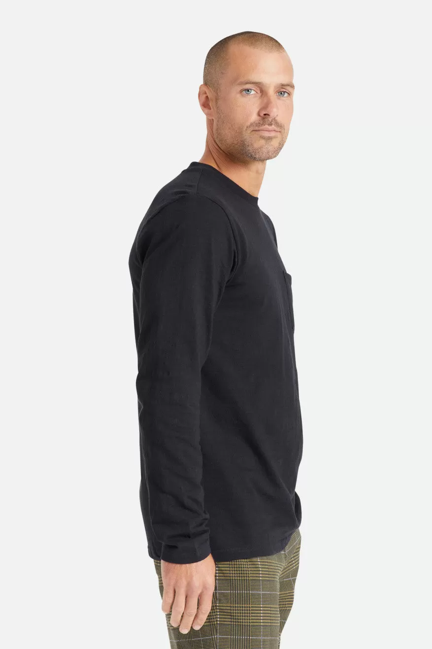 Basic Slub L/S Pocket Tee - Black