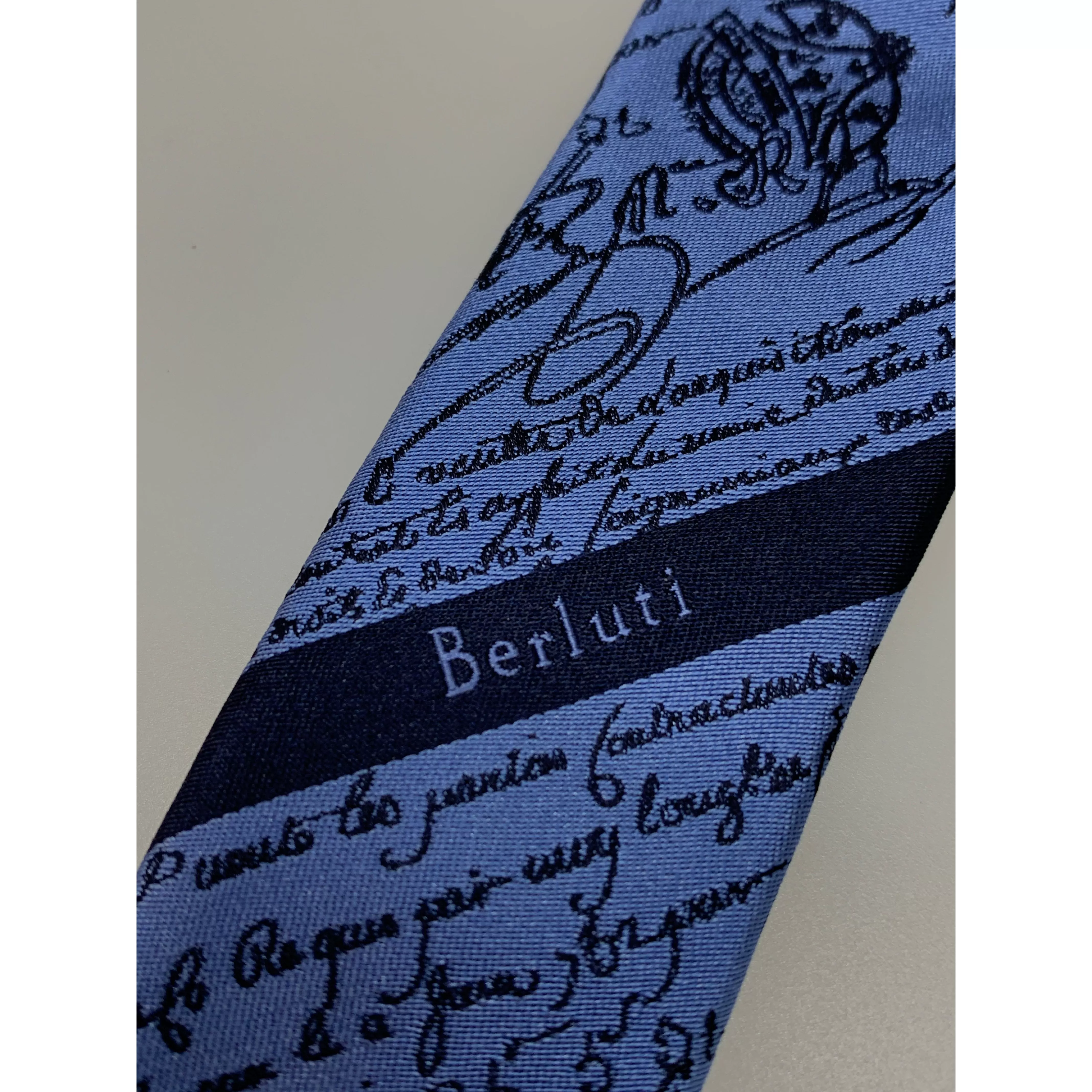 #BERLUTI/Tie/BLU/Silk/All Over Print